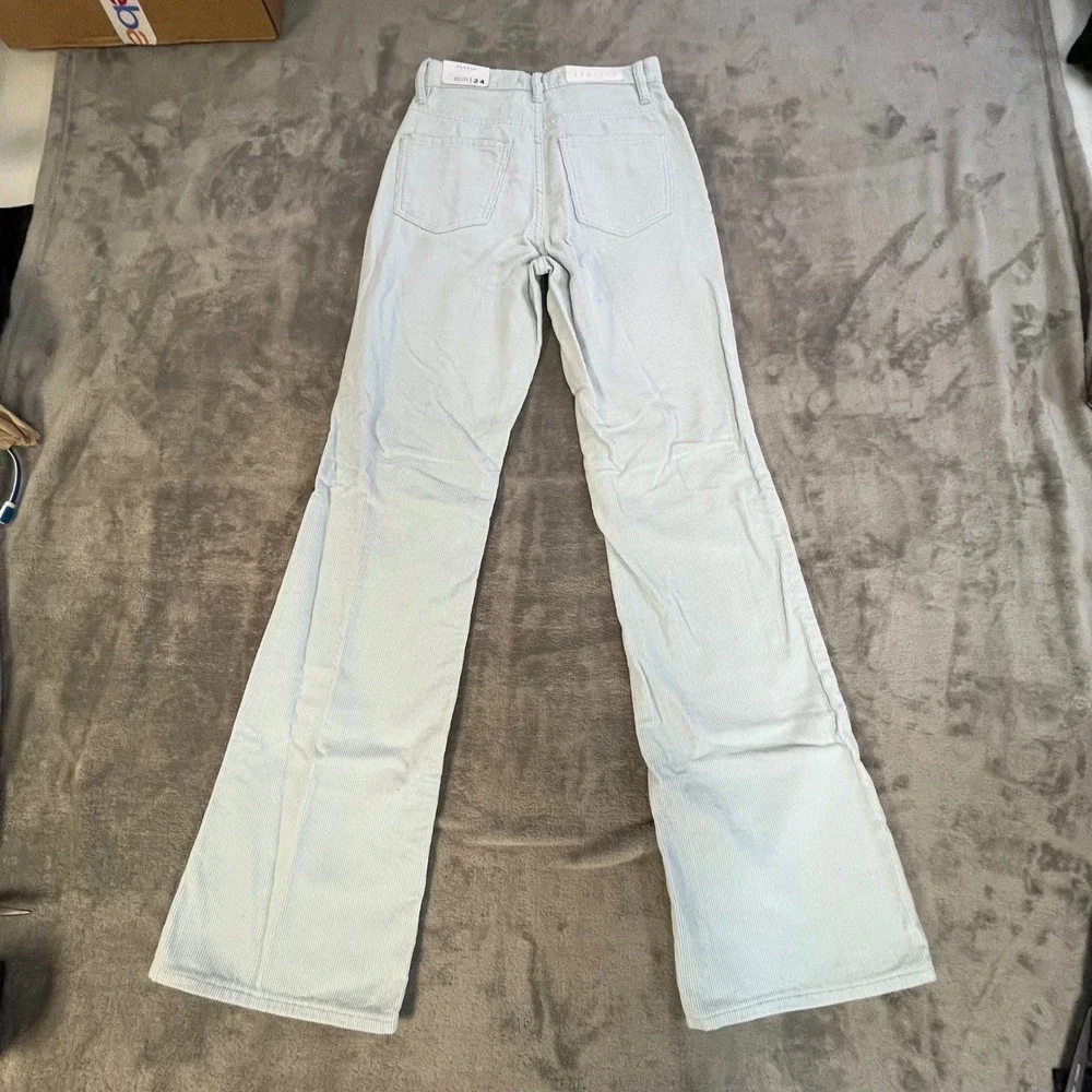 PacSun High Rise Bootcut Corduroy Pants Womens 24 Blue‎ Grey Flare Leg New
